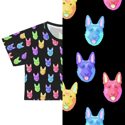 Rainbow German Shepherds | Crop Tee - Detezi Designs-12667467093840163204