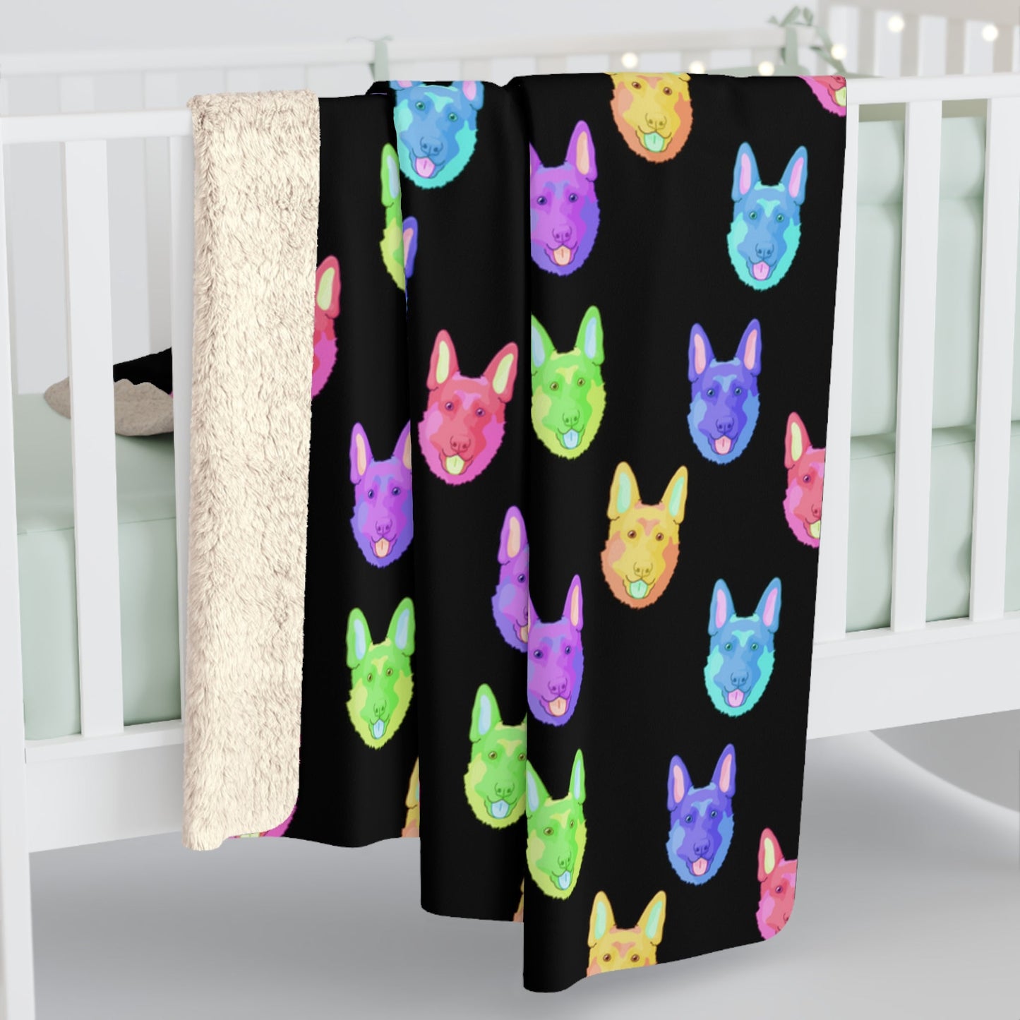 Rainbow German Shepherds | Sherpa Fleece Blanket - Detezi Designs-23040502522664410010