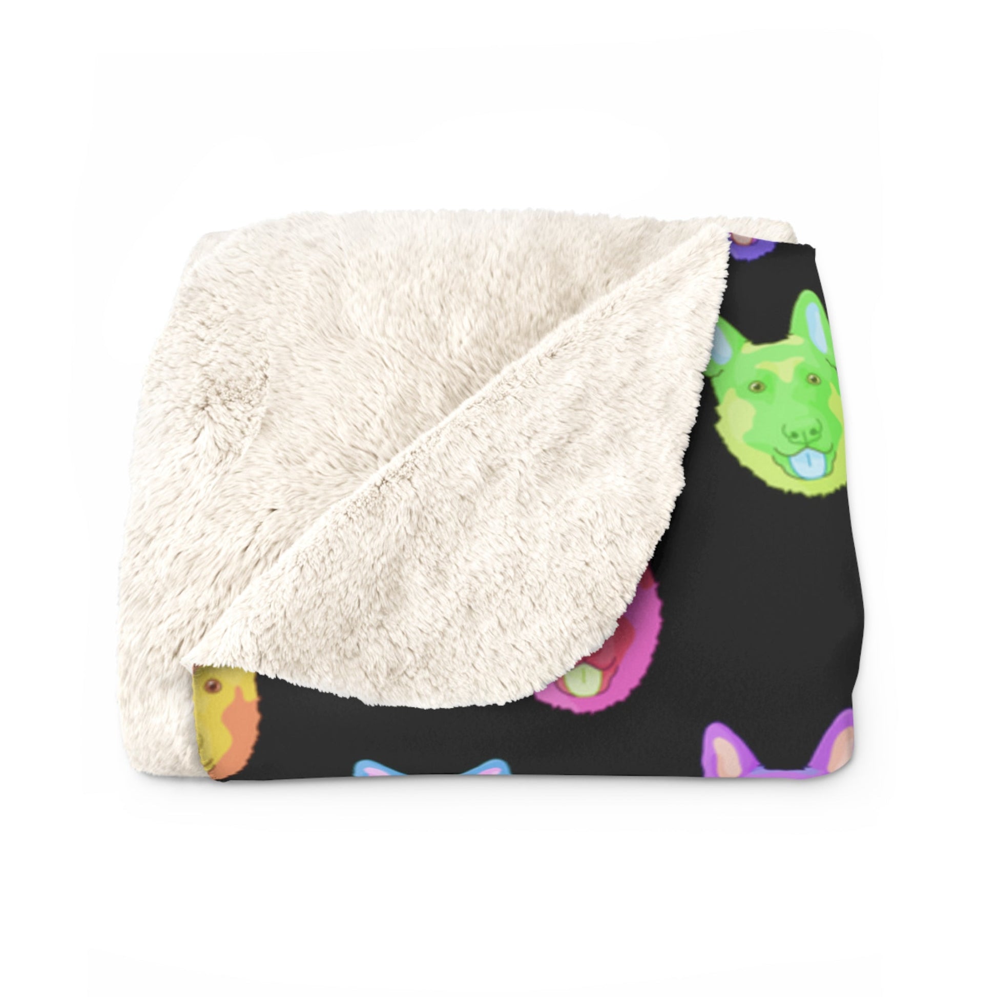 Rainbow German Shepherds | Sherpa Fleece Blanket - Detezi Designs-23040502522664410010