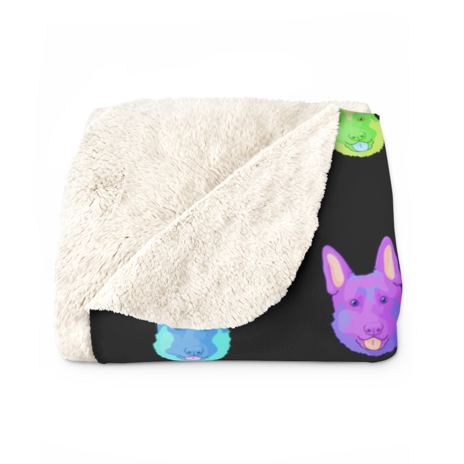 Rainbow German Shepherds | Sherpa Fleece Blanket - Detezi Designs-23040502522664410010