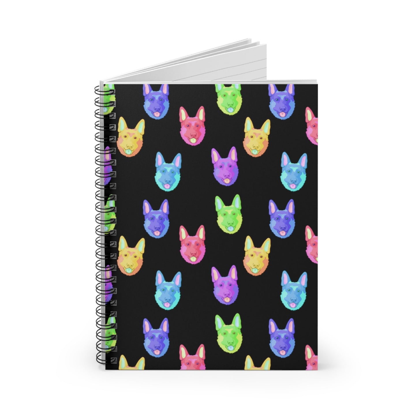 Rainbow German Shepherds | Spiral Notebook - Detezi Designs-74376518979788395391