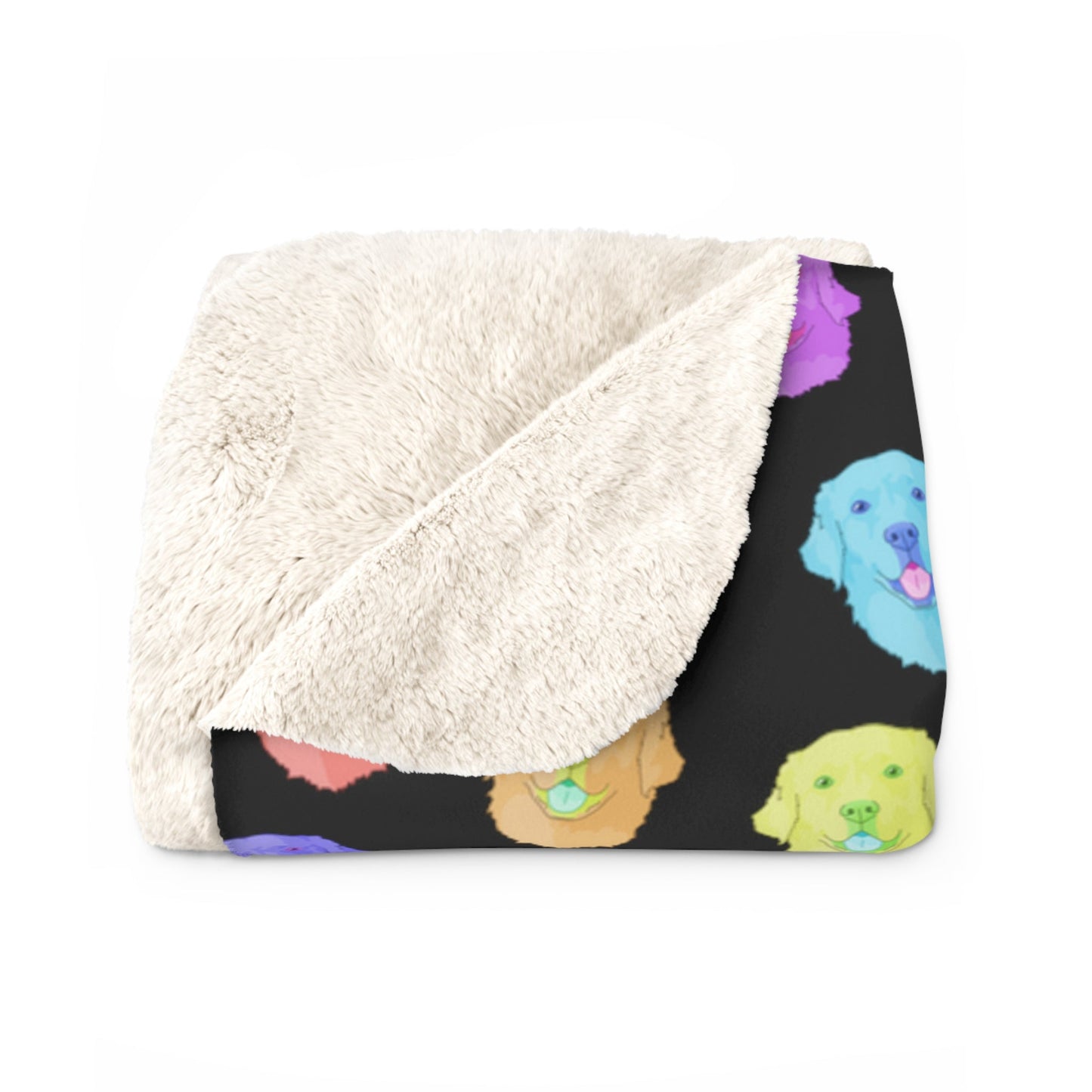 Rainbow Golden Retriever | Sherpa Fleece Blanket - Detezi Designs-19686944650532744012