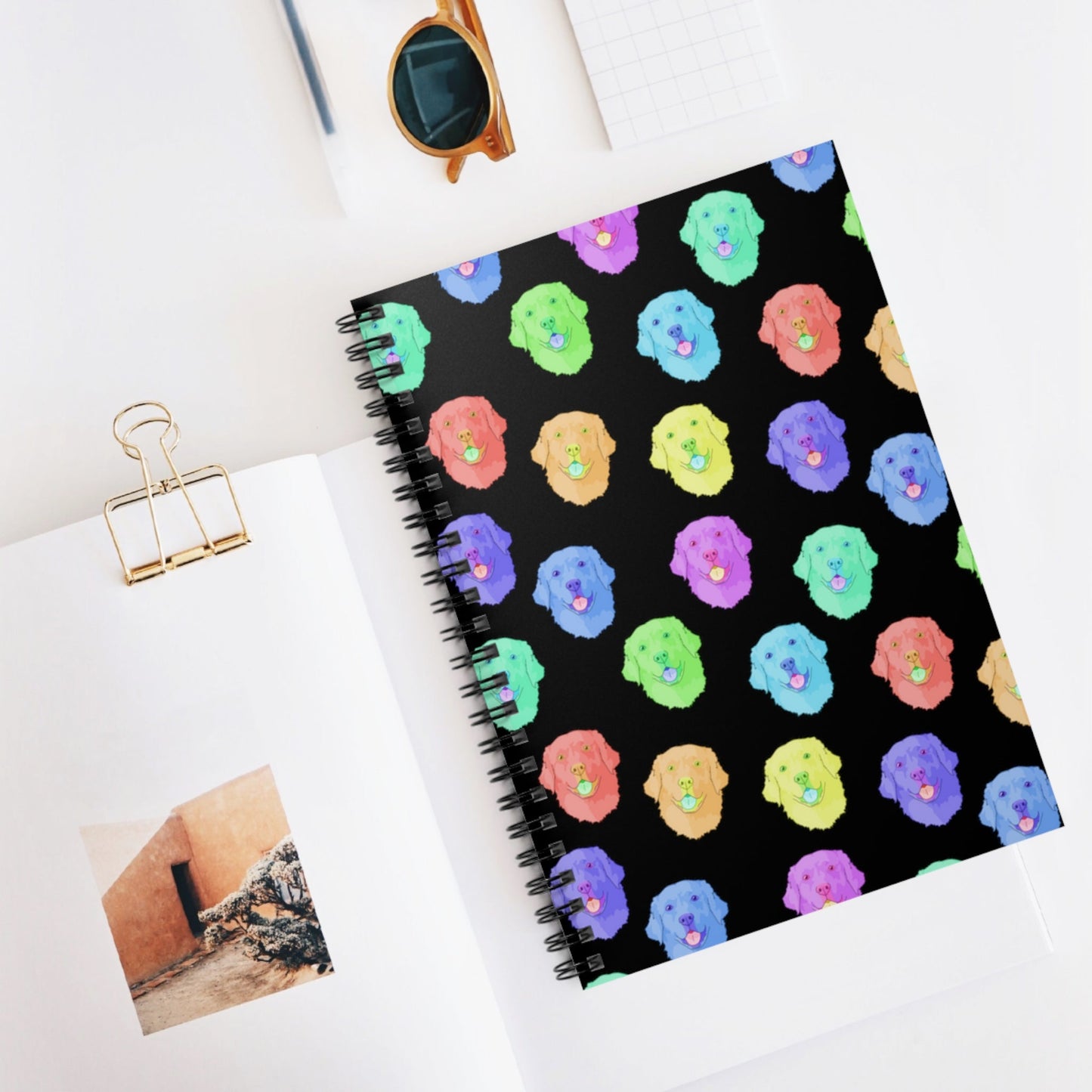 Rainbow Golden Retriever | Spiral Notebook - Detezi Designs-16293248335729984550