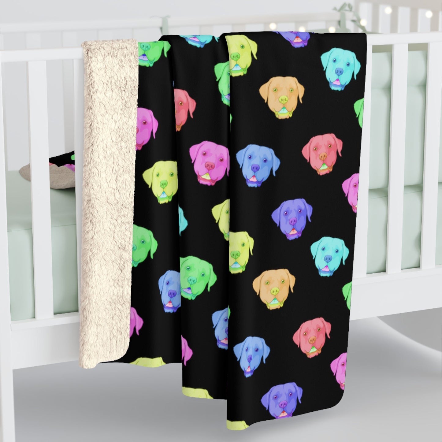 Rainbow Labrador Retriever | Sherpa Fleece Blanket - Detezi Designs-14434890479059168421