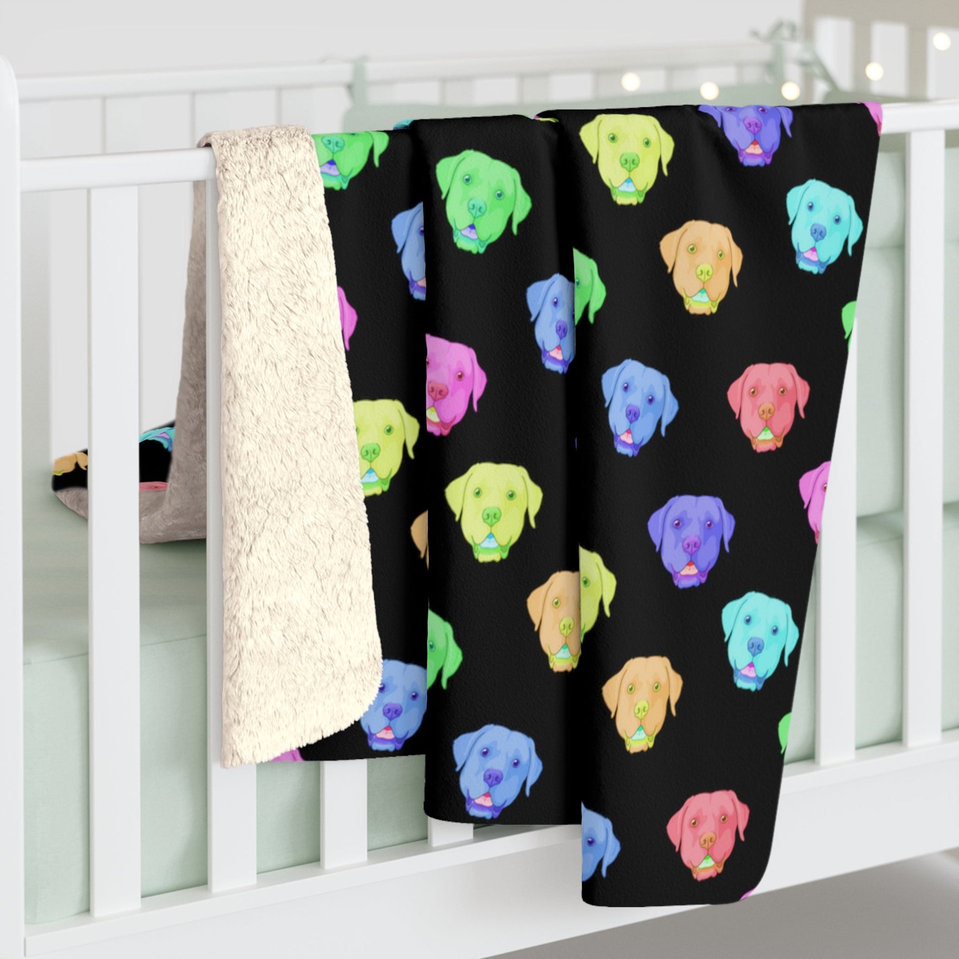 Rainbow Labrador Retriever | Sherpa Fleece Blanket - Detezi Designs-14434890479059168421