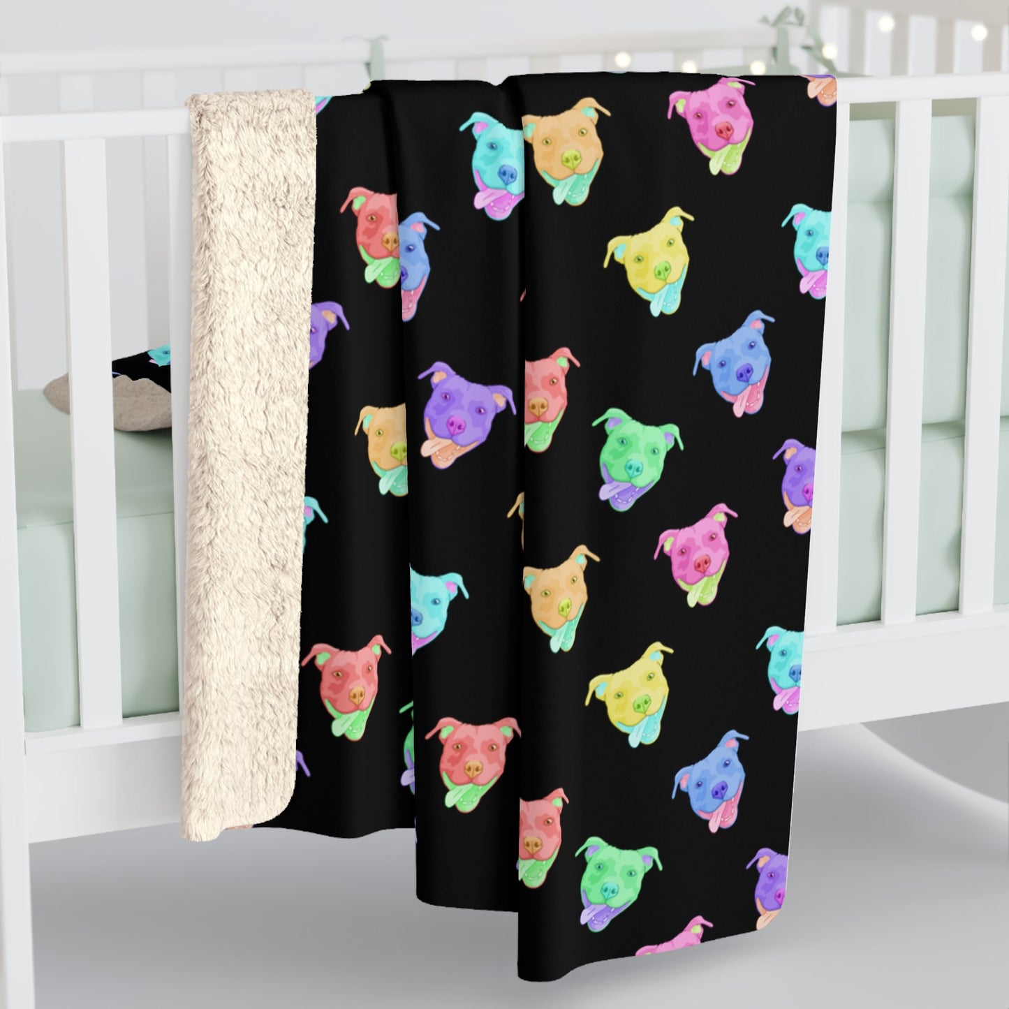 Rainbow Pitties | Sherpa Fleece Blanket - Detezi Designs-11819664903866878492