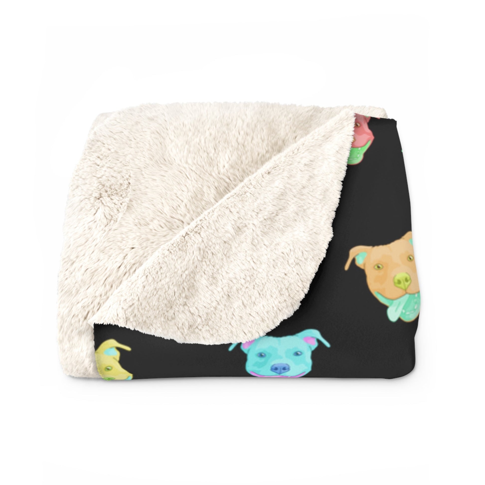 Rainbow Pitties | Sherpa Fleece Blanket - Detezi Designs-11819664903866878492