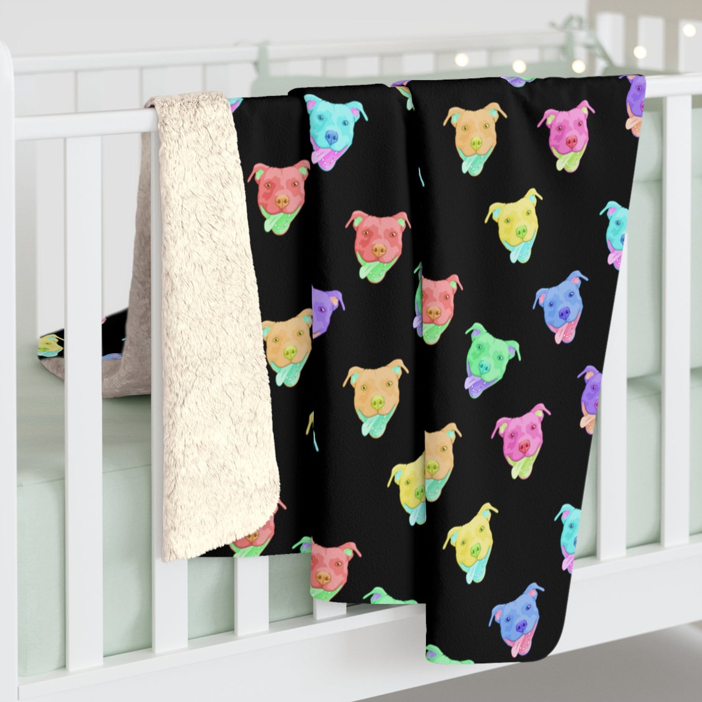 Rainbow Pitties | Sherpa Fleece Blanket - Detezi Designs-38914038414177401184