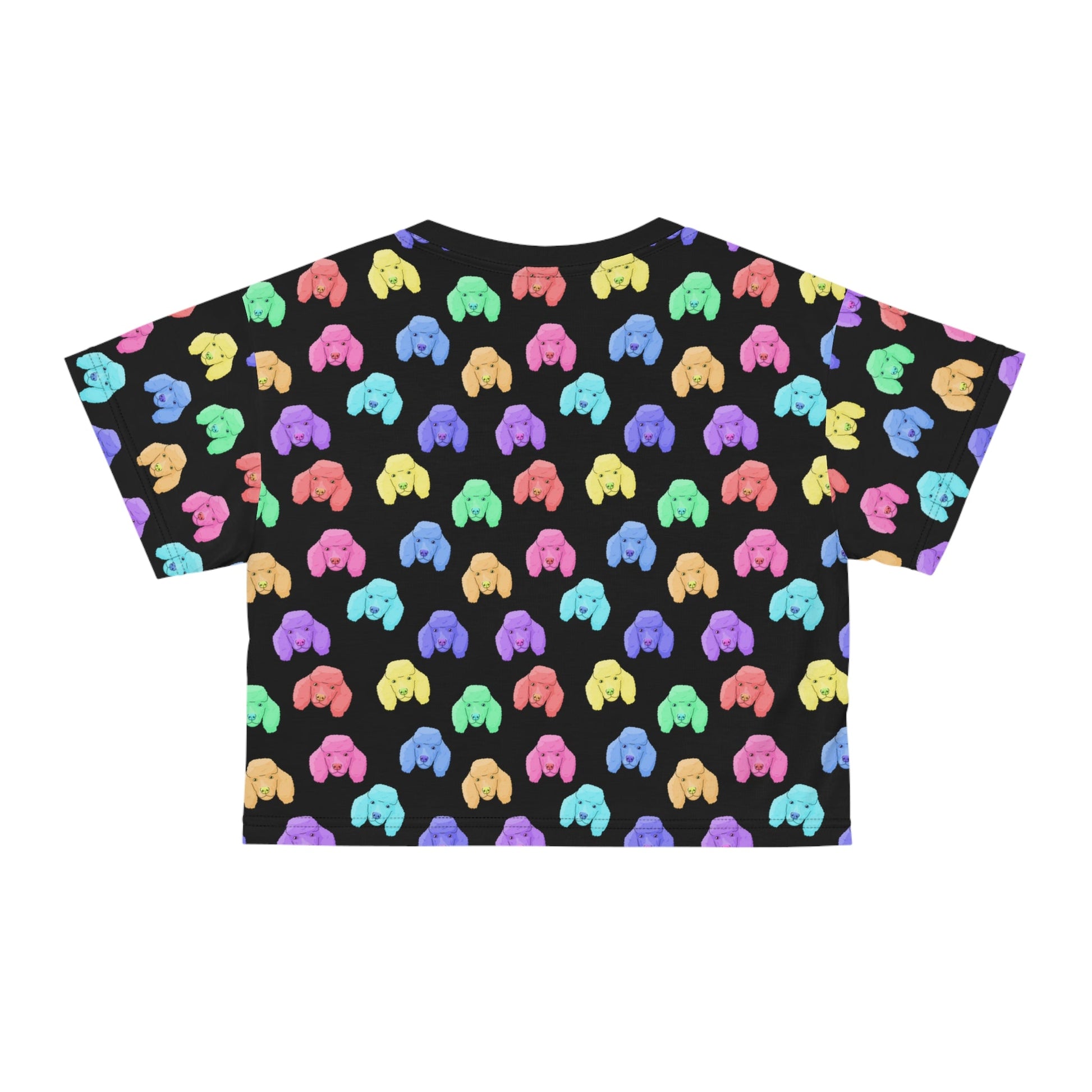 Rainbow Poodles | Black Crop Tee - Detezi Designs-19919600314499802607