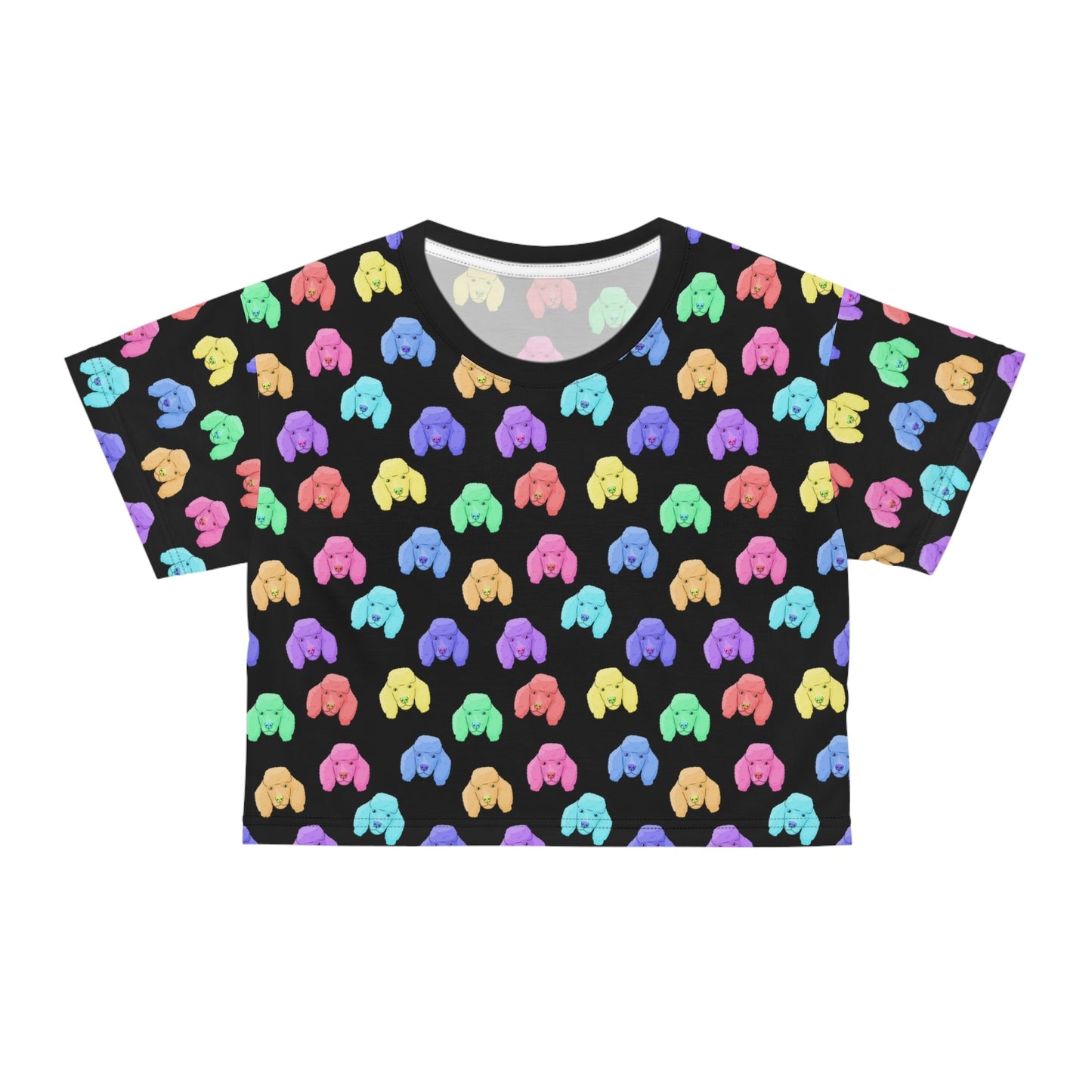 Rainbow Poodles | Black Crop Tee - Detezi Designs-19919600314499802607