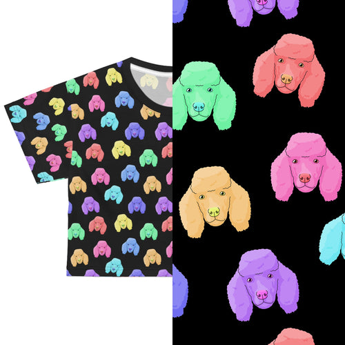 Rainbow Poodles | Black Crop Tee - Detezi Designs-93472863395631931820