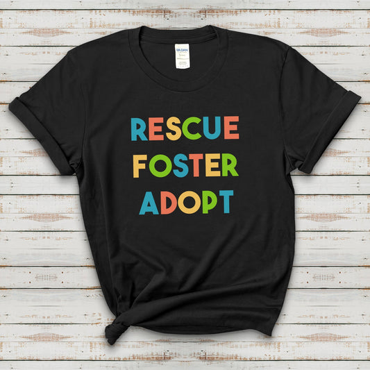 Rescue, Foster, Adopt Rainbow | Text Tees - Detezi Designs-29373507146745436037