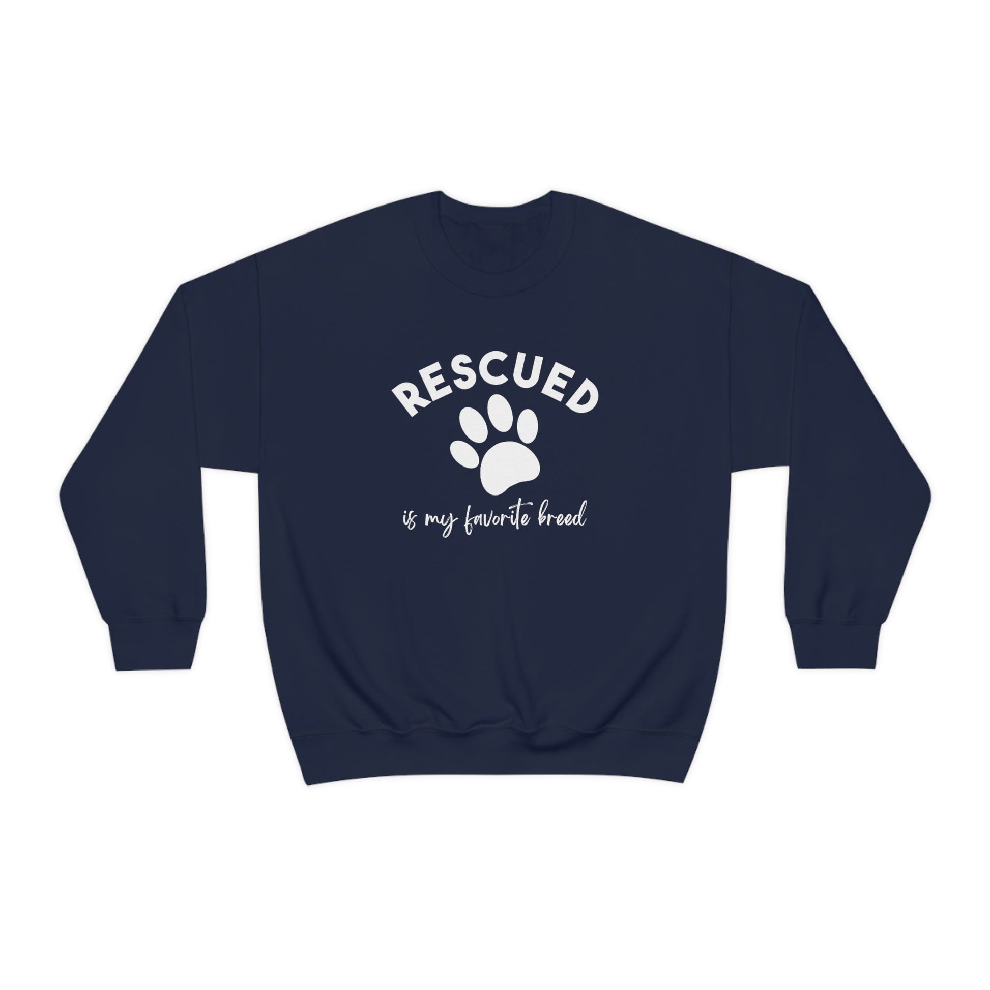 Rescued Is My Favorite Breed Paw | Crewneck Sweatshirt - Detezi Designs-11328623204290287749