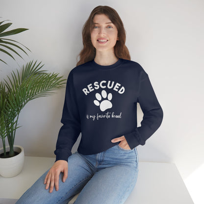 Rescued Is My Favorite Breed Paw | Crewneck Sweatshirt - Detezi Designs-11328623204290287749