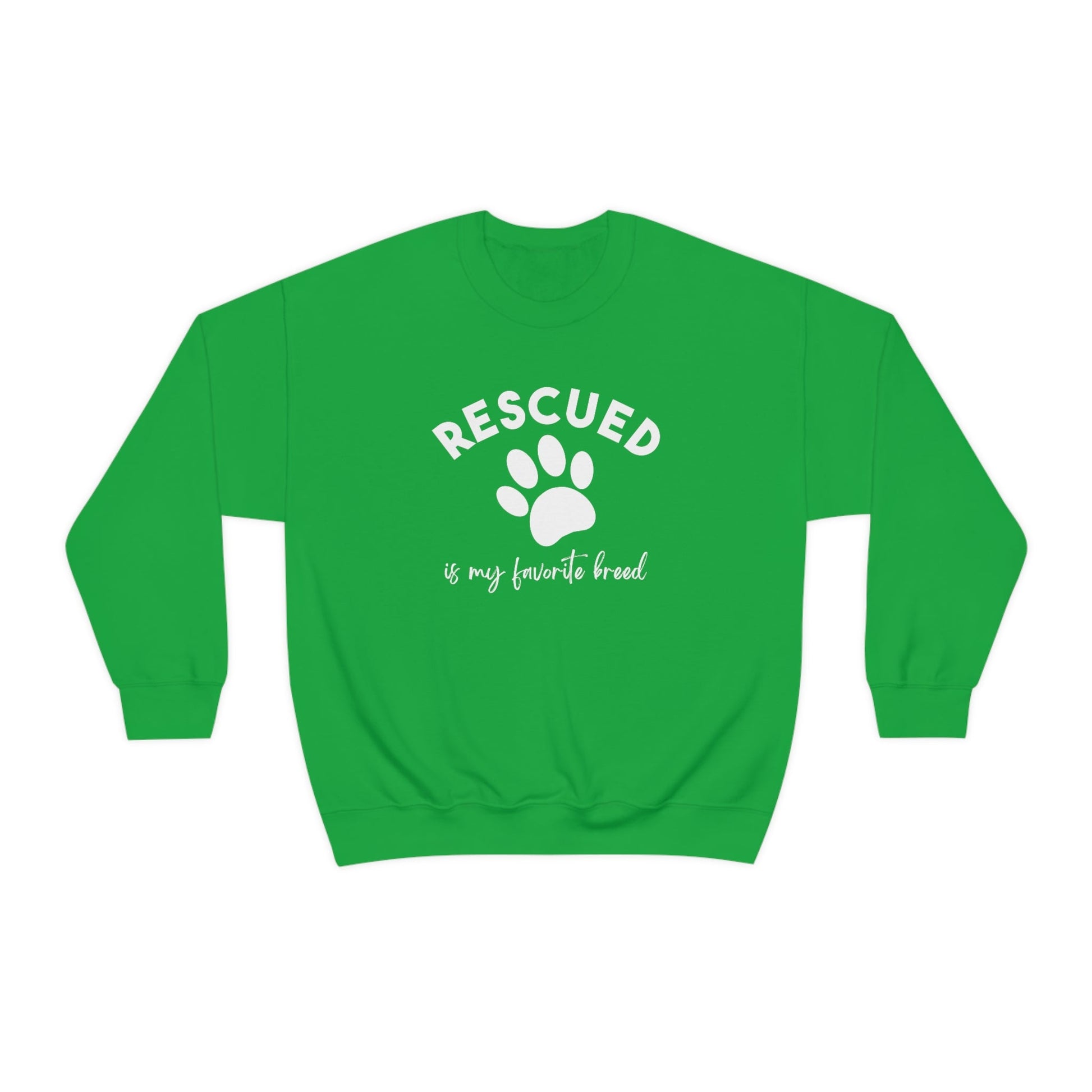 Rescued Is My Favorite Breed Paw | Crewneck Sweatshirt - Detezi Designs-12625263307440775836