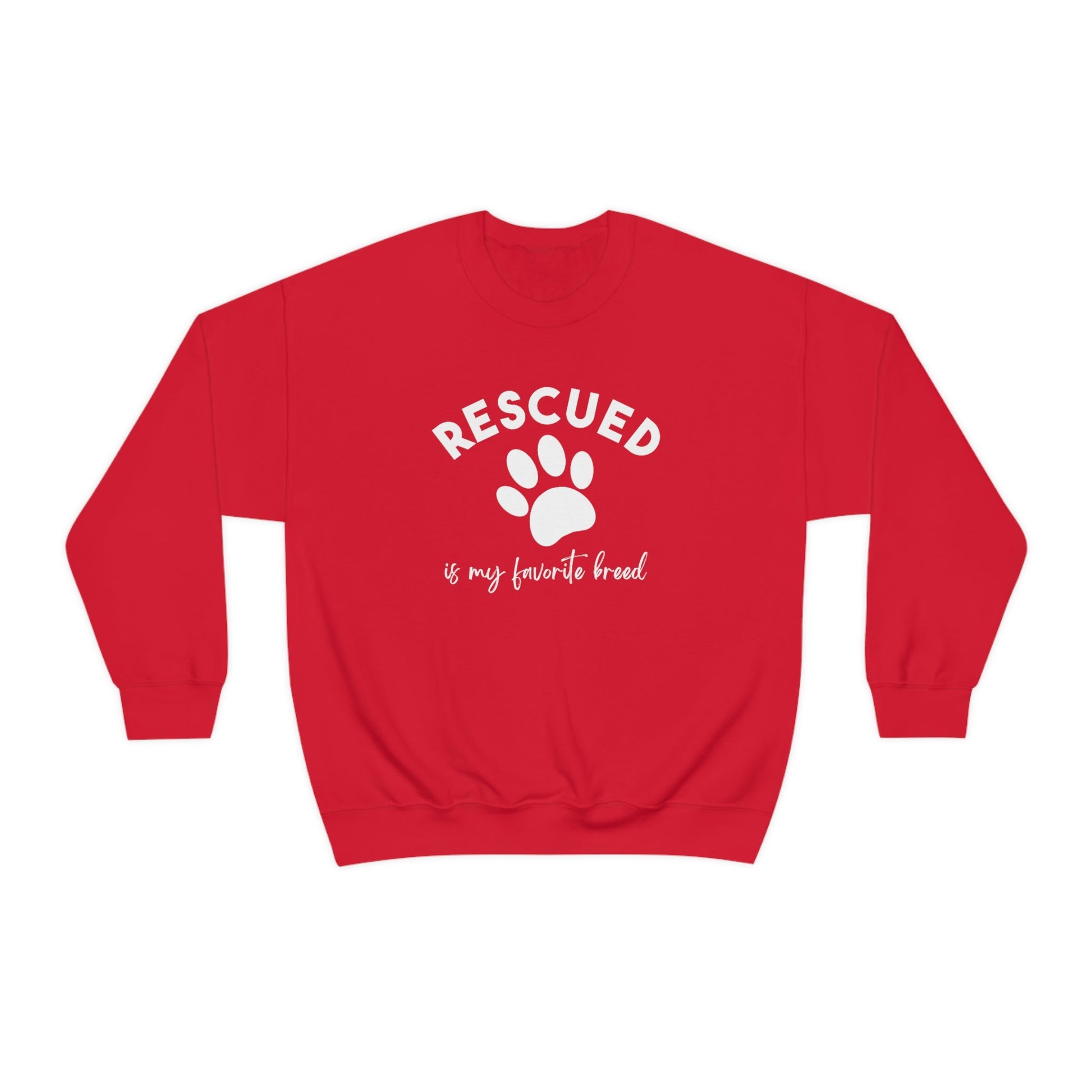 Rescued Is My Favorite Breed Paw | Crewneck Sweatshirt - Detezi Designs-17381675855142234962