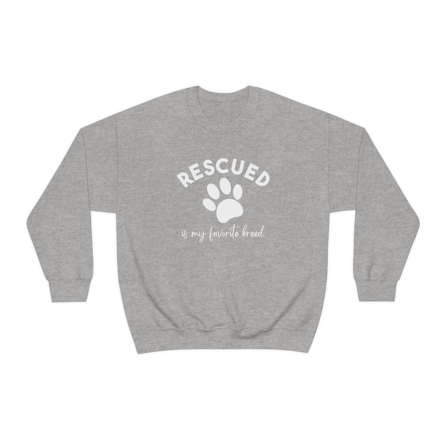 Rescued Is My Favorite Breed Paw | Crewneck Sweatshirt - Detezi Designs-18748993122262540591