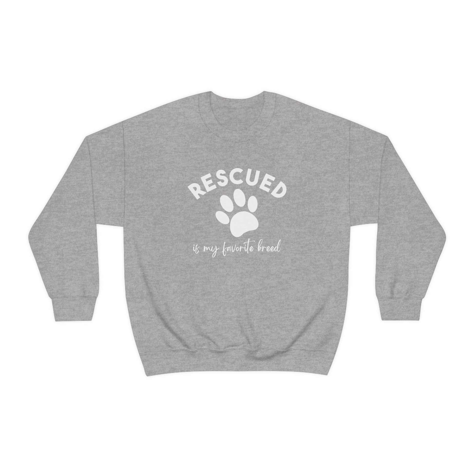 Rescued Is My Favorite Breed Paw | Crewneck Sweatshirt - Detezi Designs-18748993122262540591