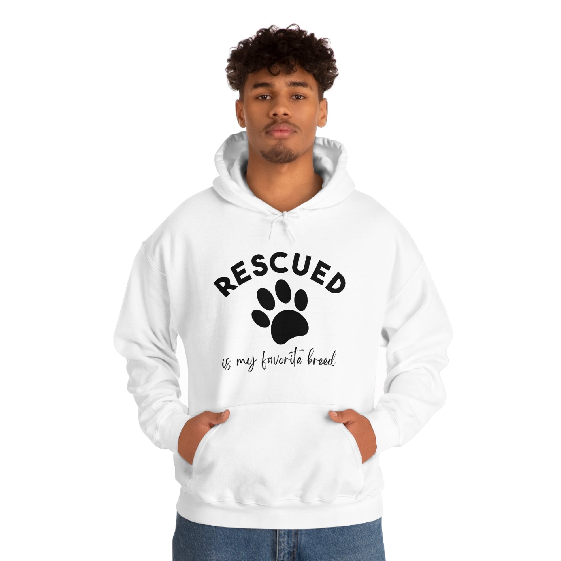 Rescued Is My Favorite Breed Paw | Hooded Sweatshirt - Detezi Designs-21455493331491364465