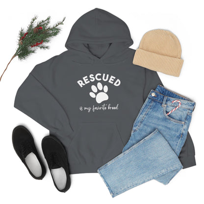 Rescued Is My Favorite Breed Paw | Hooded Sweatshirt - Detezi Designs-27008016909373288563