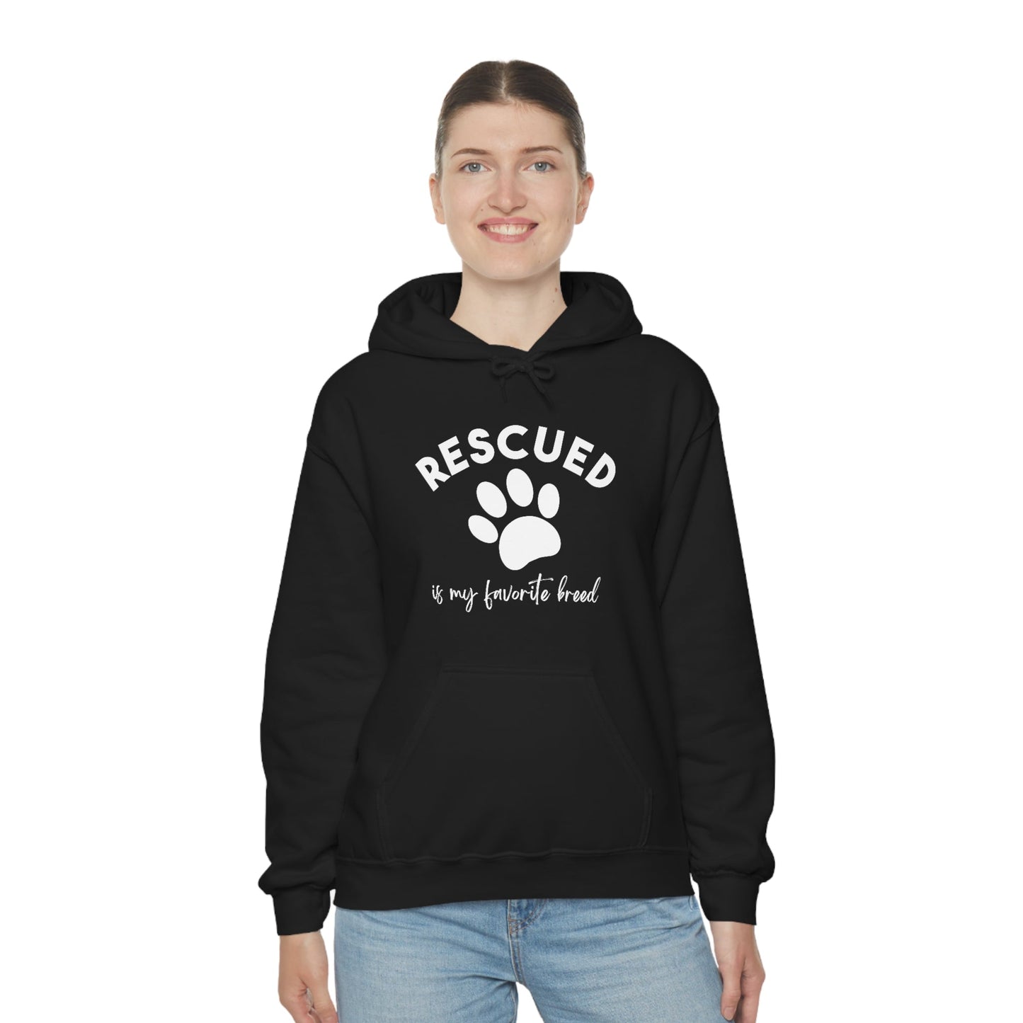 Rescued Is My Favorite Breed Paw | Hooded Sweatshirt - Detezi Designs-31946982838121647898