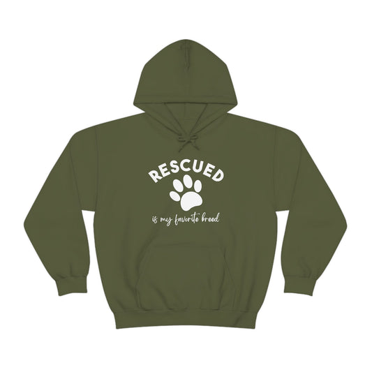 Rescued Is My Favorite Breed Paw | Hooded Sweatshirt - Detezi Designs-32662816310382509852