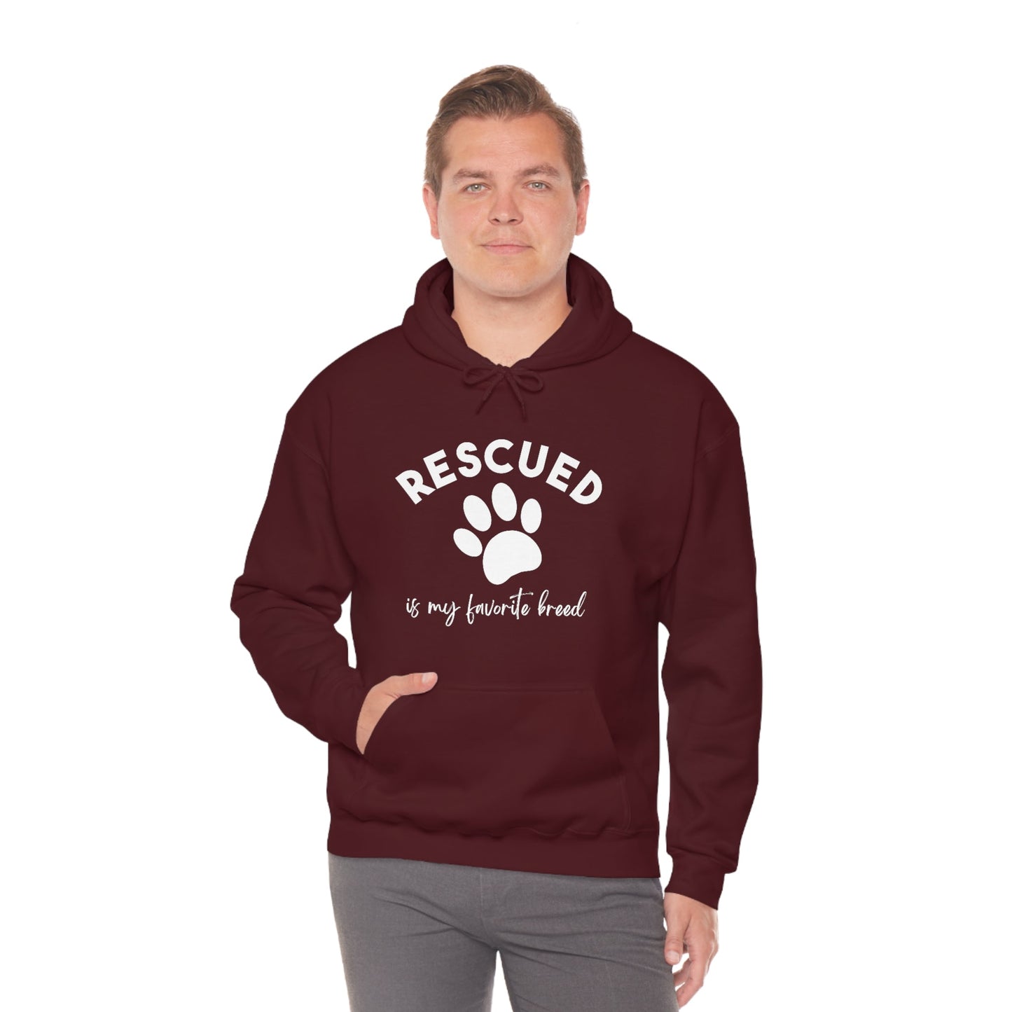 Rescued Is My Favorite Breed Paw | Hooded Sweatshirt - Detezi Designs-63740547852318392132