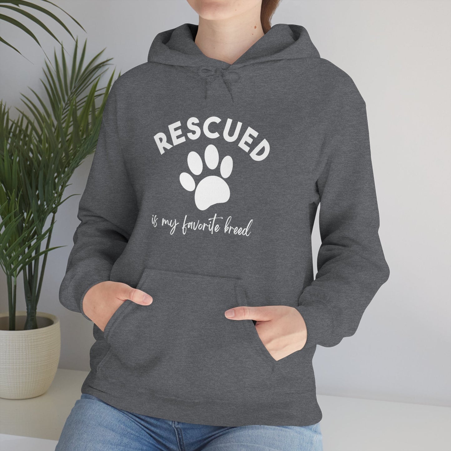 Rescued Is My Favorite Breed Paw | Hooded Sweatshirt - Detezi Designs-73249611913762078497