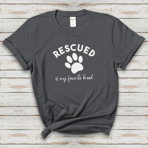 Rescued Is My Favorite Breed Paw | Text Tees - Detezi Designs-12596824783767461115