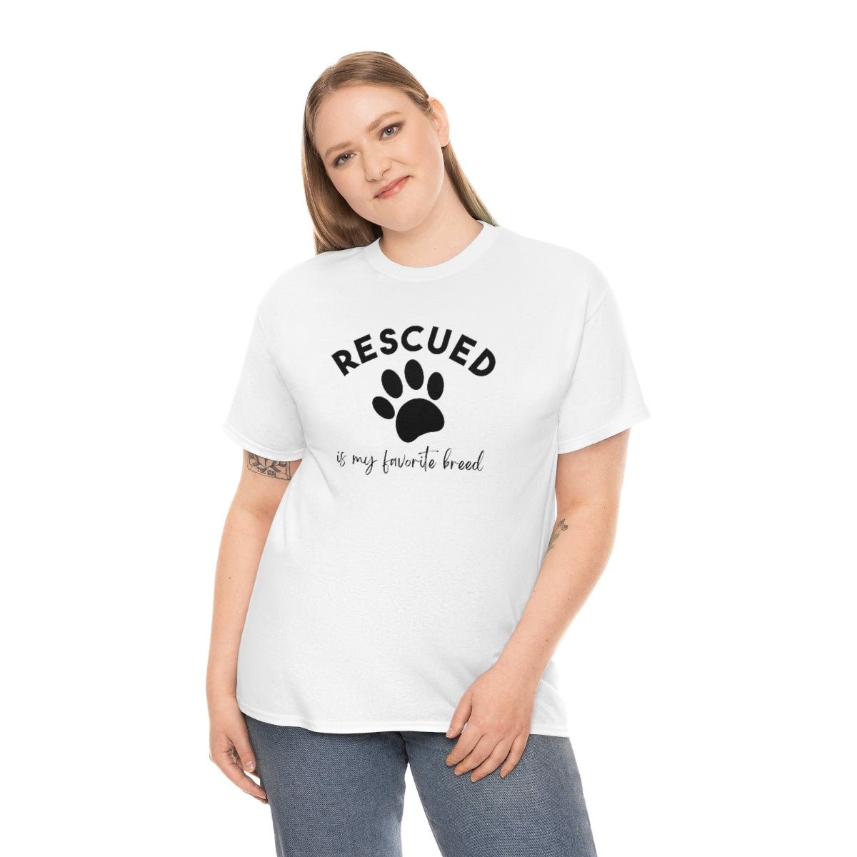 Rescued Is My Favorite Breed Paw | Text Tees - Detezi Designs-16203733790489053870