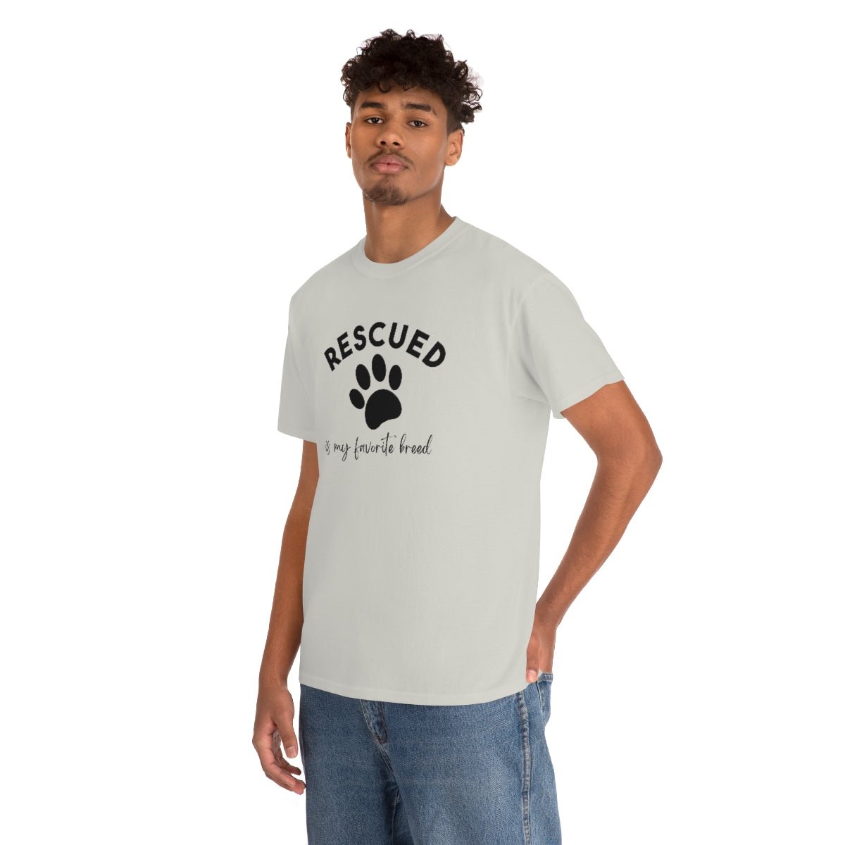 Rescued Is My Favorite Breed Paw | Text Tees - Detezi Designs-25595772363112954410