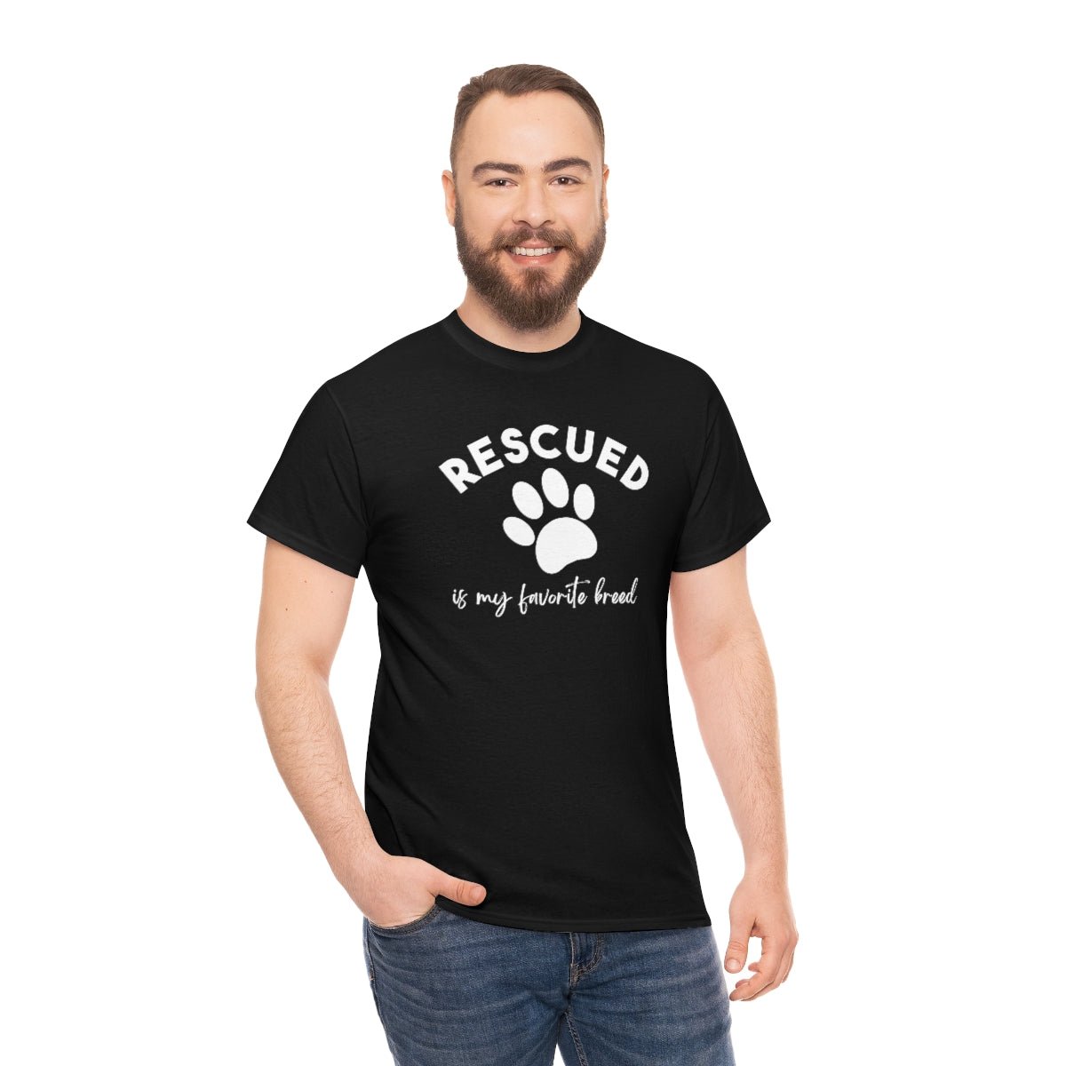 Rescued Is My Favorite Breed Paw | Text Tees - Detezi Designs-74124685659559777008