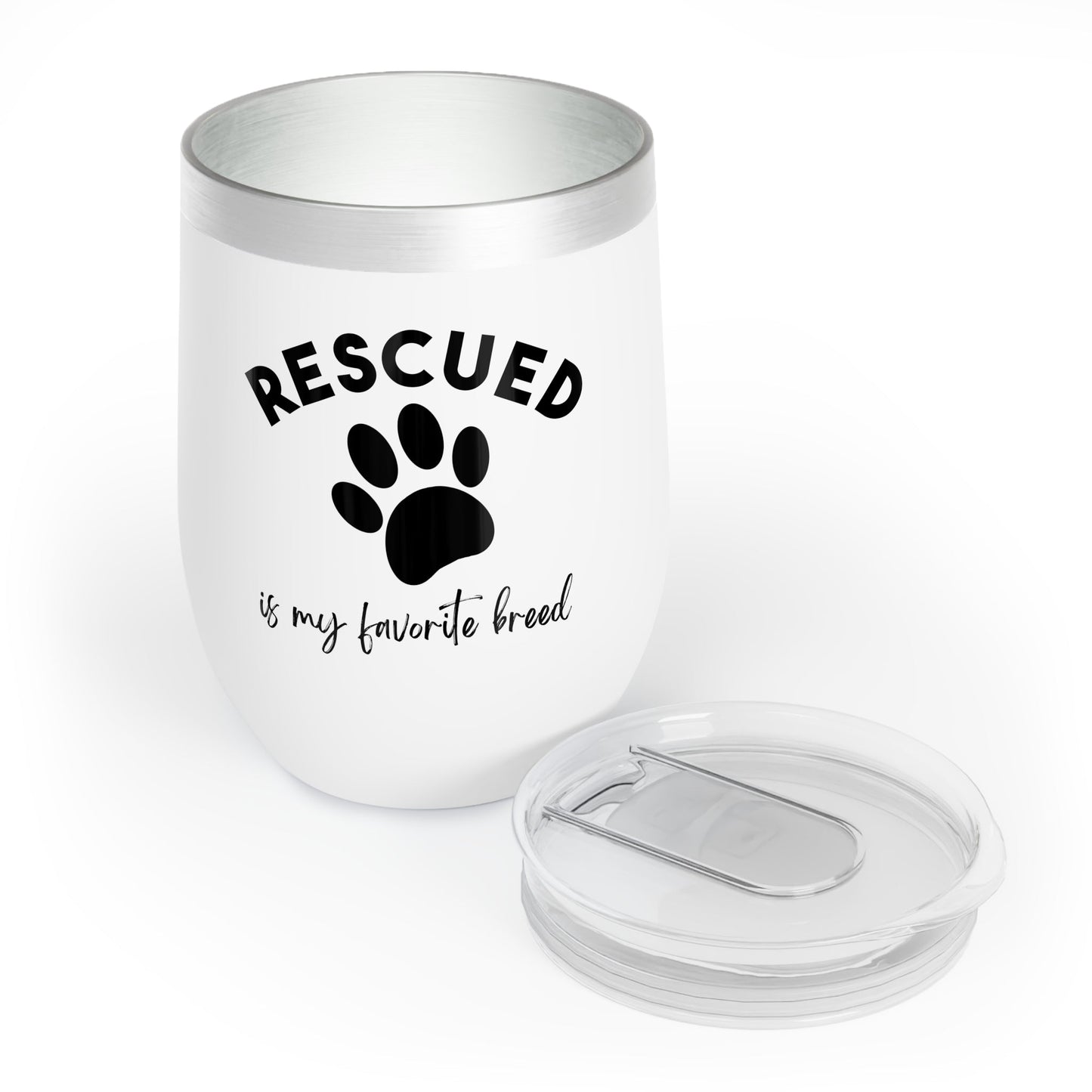 Rescued Is My Favorite Breed Paw | Wine Tumbler - Detezi Designs-39424546197886712370