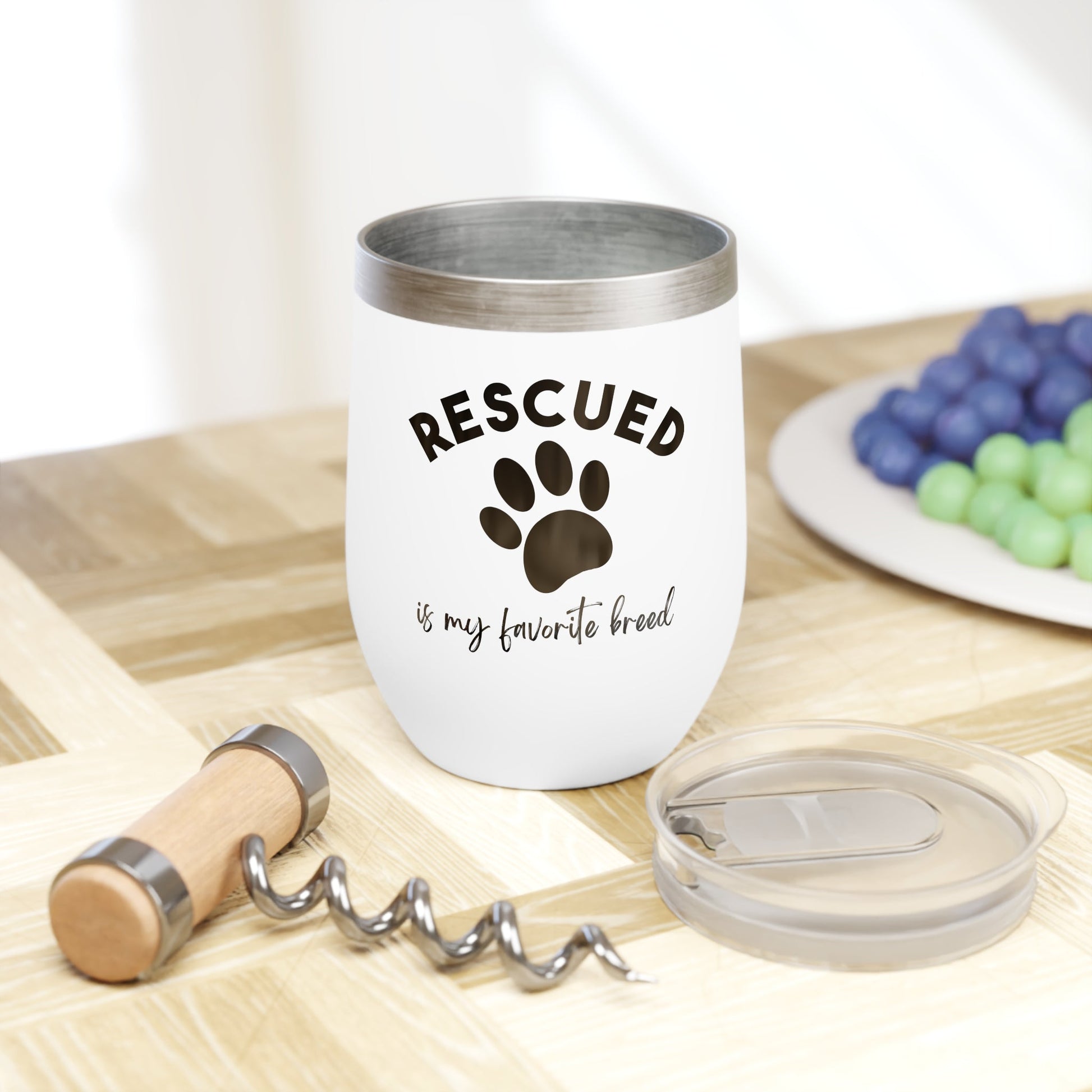 Rescued Is My Favorite Breed Paw | Wine Tumbler - Detezi Designs-39424546197886712370