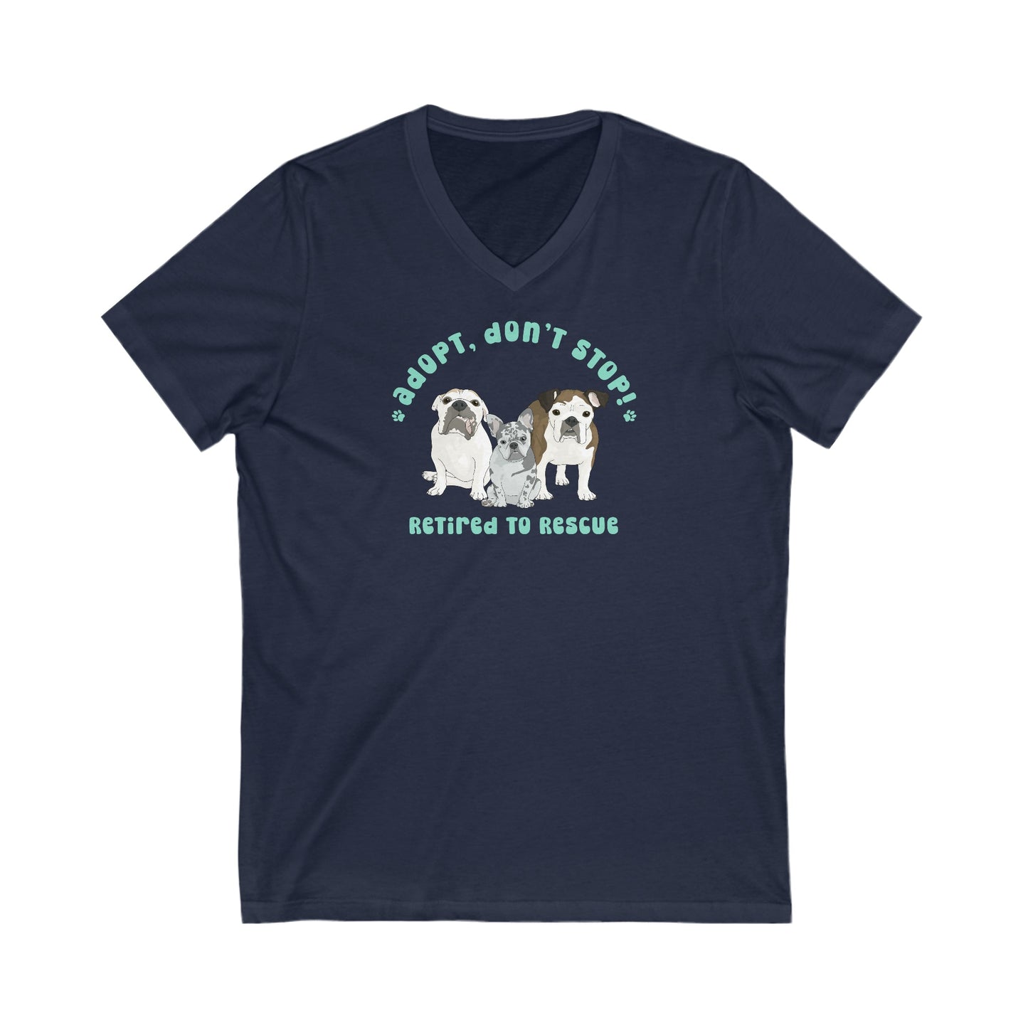 Retired to Rescue | FUNDRAISER | Unisex V-Neck Tee - Detezi Designs-17806587859571222573