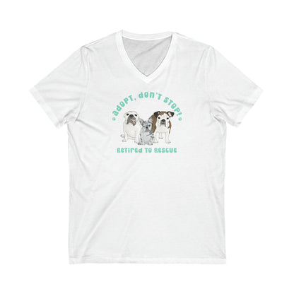 Retired to Rescue | FUNDRAISER | Unisex V-Neck Tee - Detezi Designs-21005016281682110465