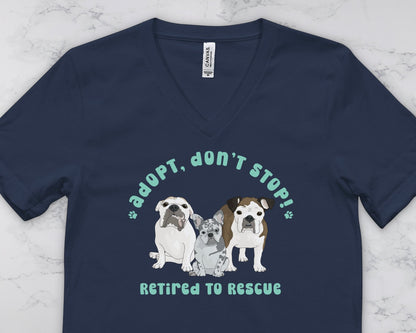 Retired to Rescue | FUNDRAISER | Unisex V-Neck Tee - Detezi Designs-54989438940086765944