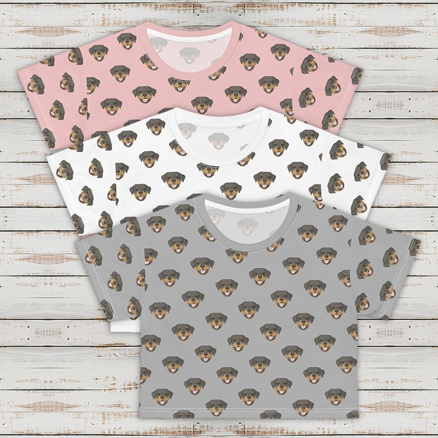 Rottweiler Faces | Crop Tee - Detezi Designs-GR001