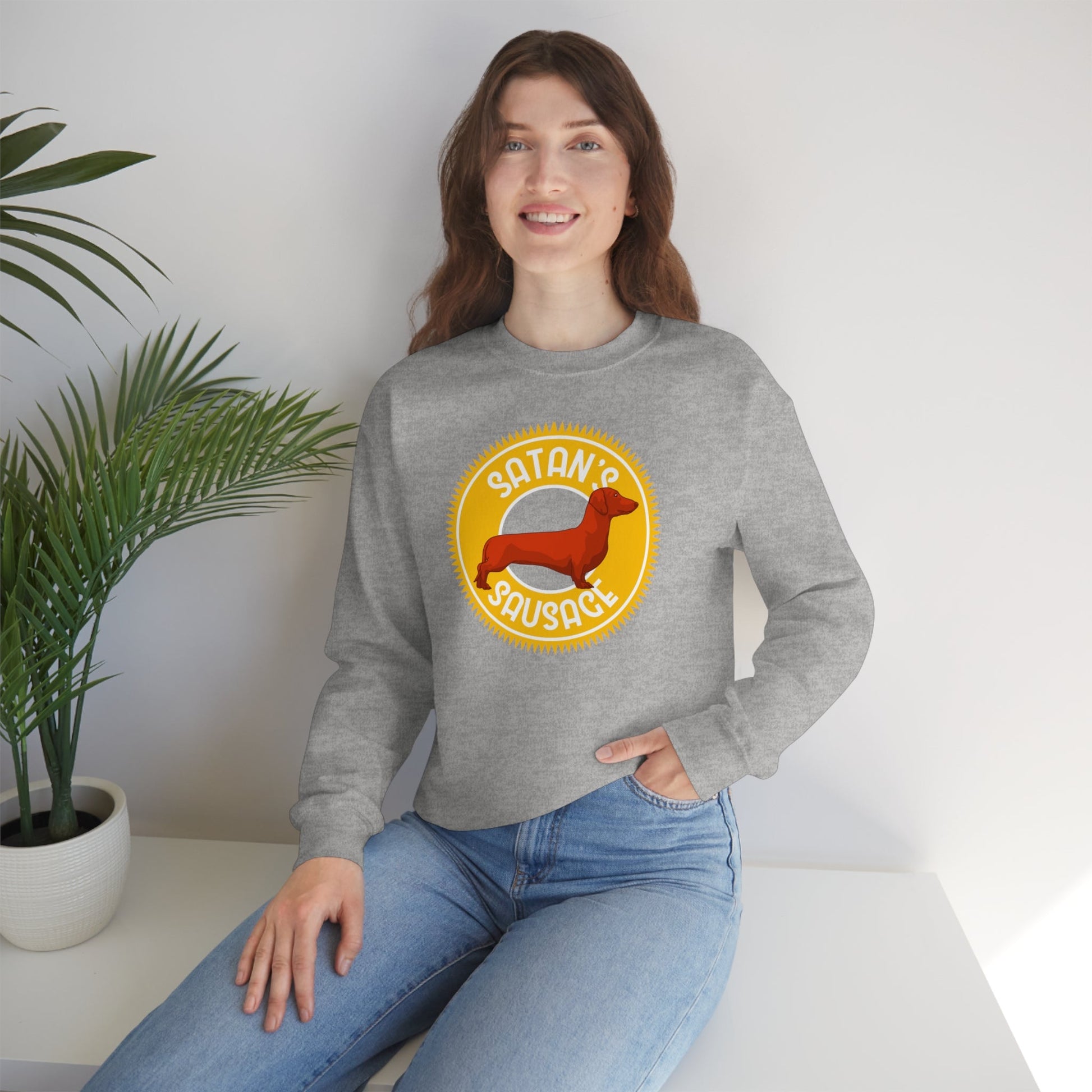 Satan's Sausage | Crewneck Sweatshirt - Detezi Designs-13092150512647904867