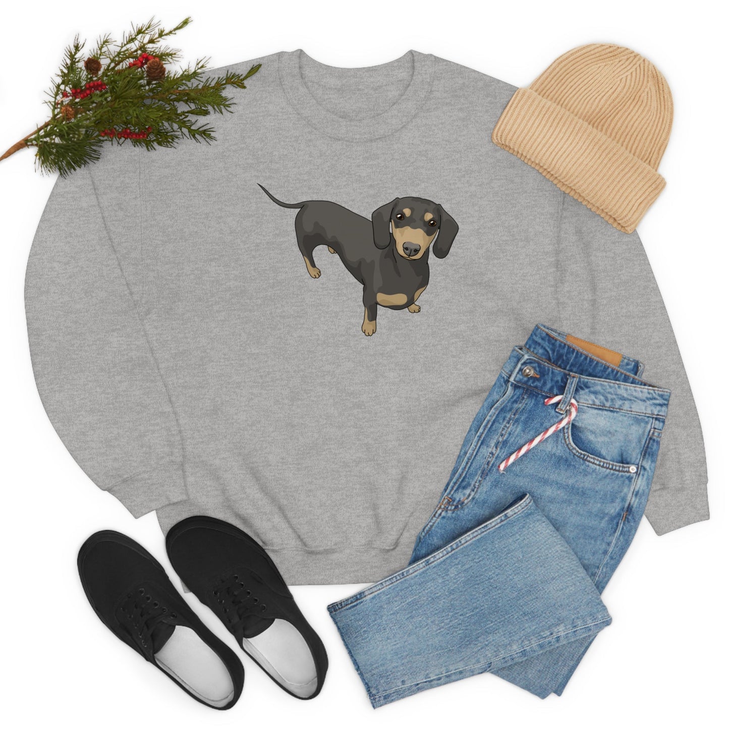 Short Hair Dachshund | Crewneck Sweatshirt - Detezi Designs-31857348025322831370