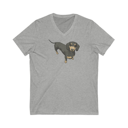 Short Hair Dachshund | Unisex V-Neck Tee - Detezi Designs-32745805165665429026