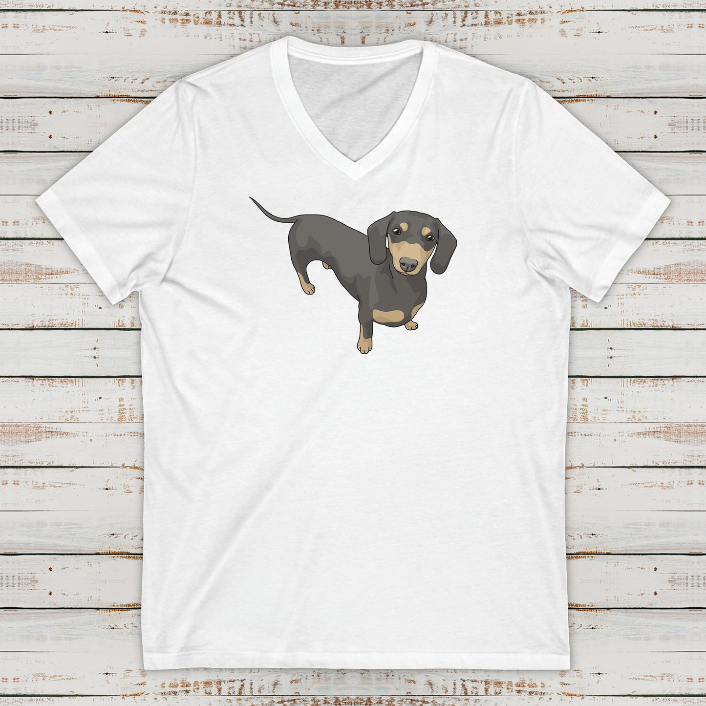 Short Hair Dachshund | Unisex V-Neck Tee - Detezi Designs-32745805165665429026