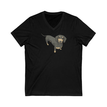 Short Hair Dachshund | Unisex V-Neck Tee - Detezi Designs-99013898123000088738