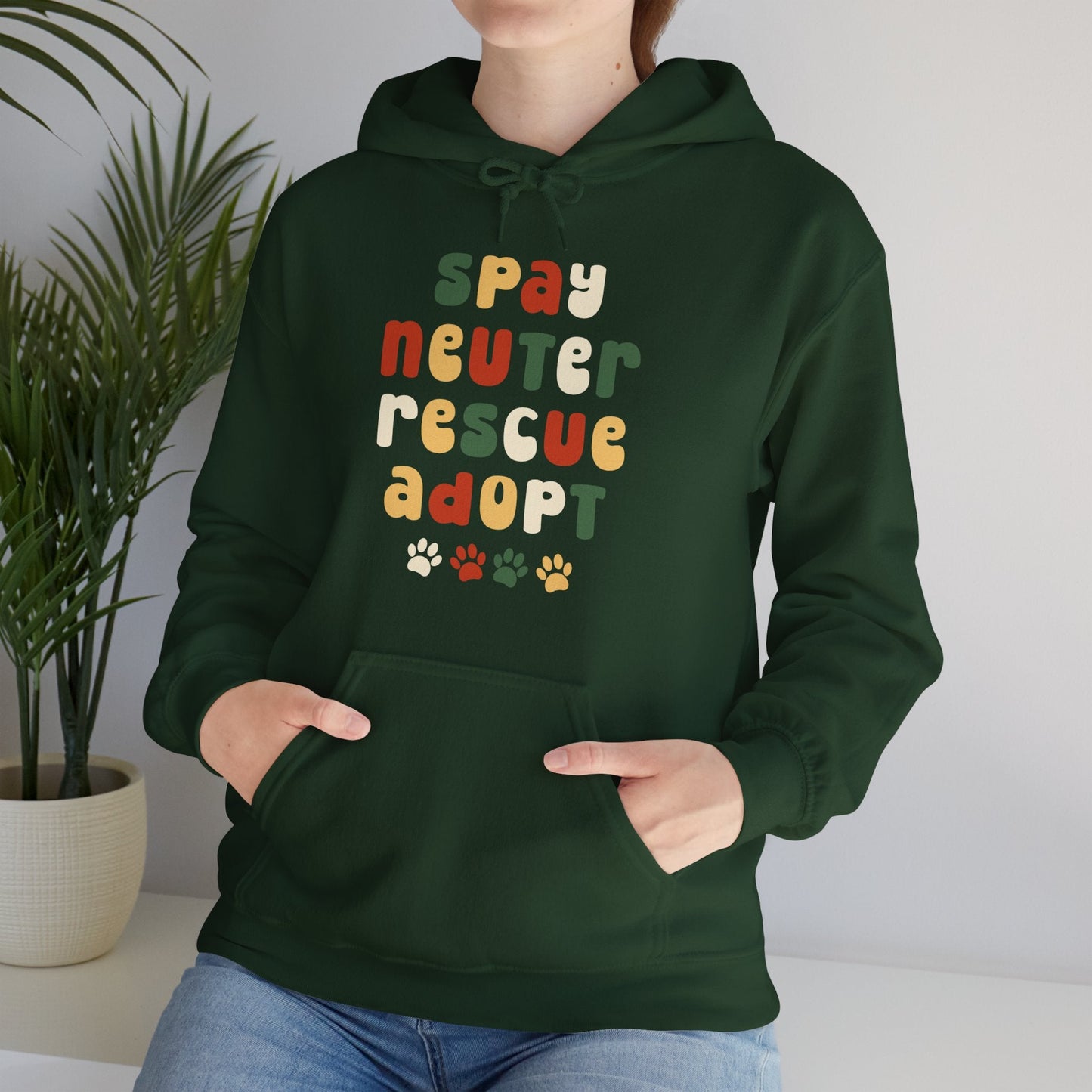 Spay, Neuter, Rescue, Adopt | Hooded Sweatshirt - Detezi Designs-32143887164994229063