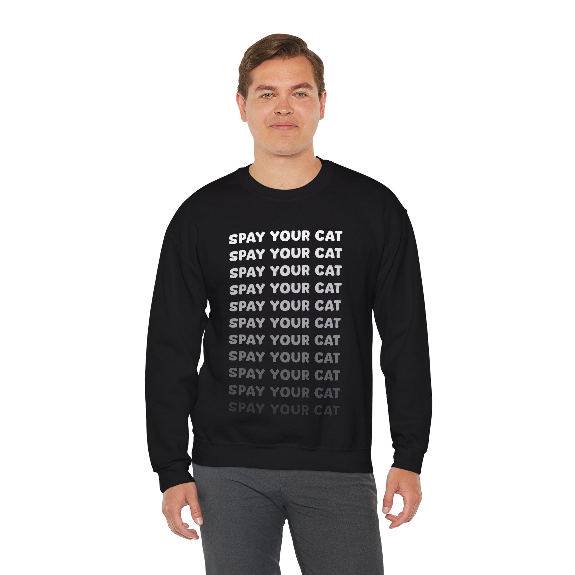 Spay Your Cat | Echo Text | Crewneck Sweatshirt - Detezi Designs-42869358044394500273