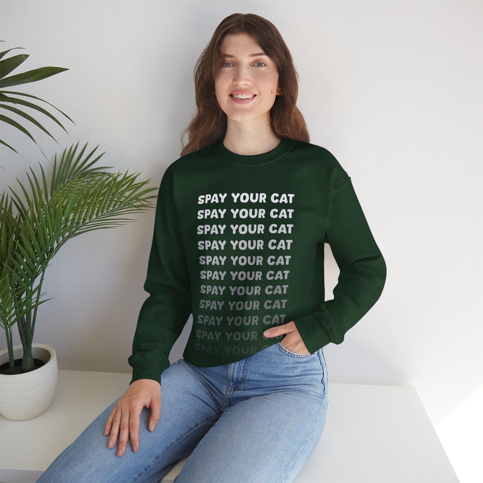 Spay Your Cat | Echo Text | Crewneck Sweatshirt - Detezi Designs-42869358044394500273