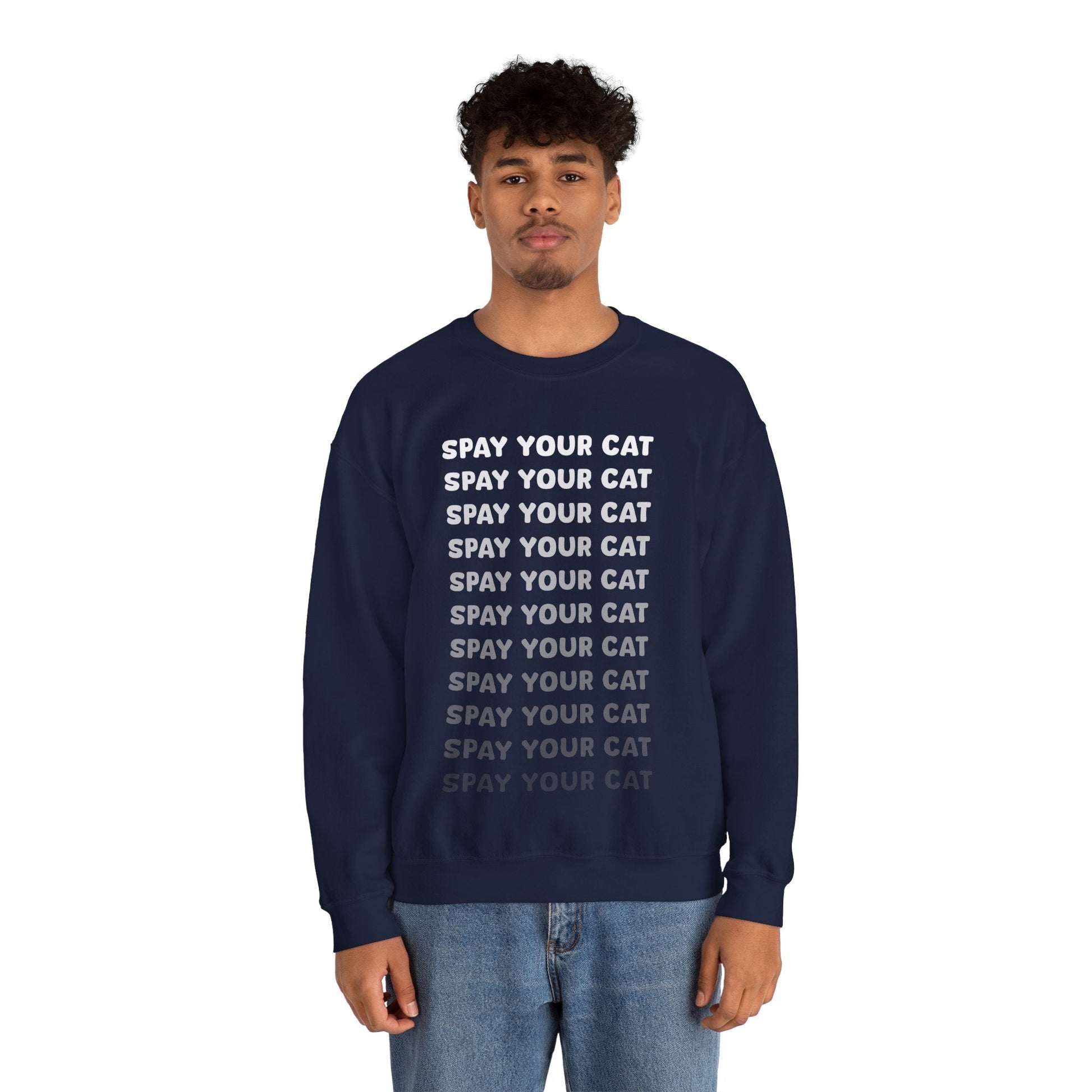 Spay Your Cat | Echo Text | Crewneck Sweatshirt - Detezi Designs-42869358044394500273