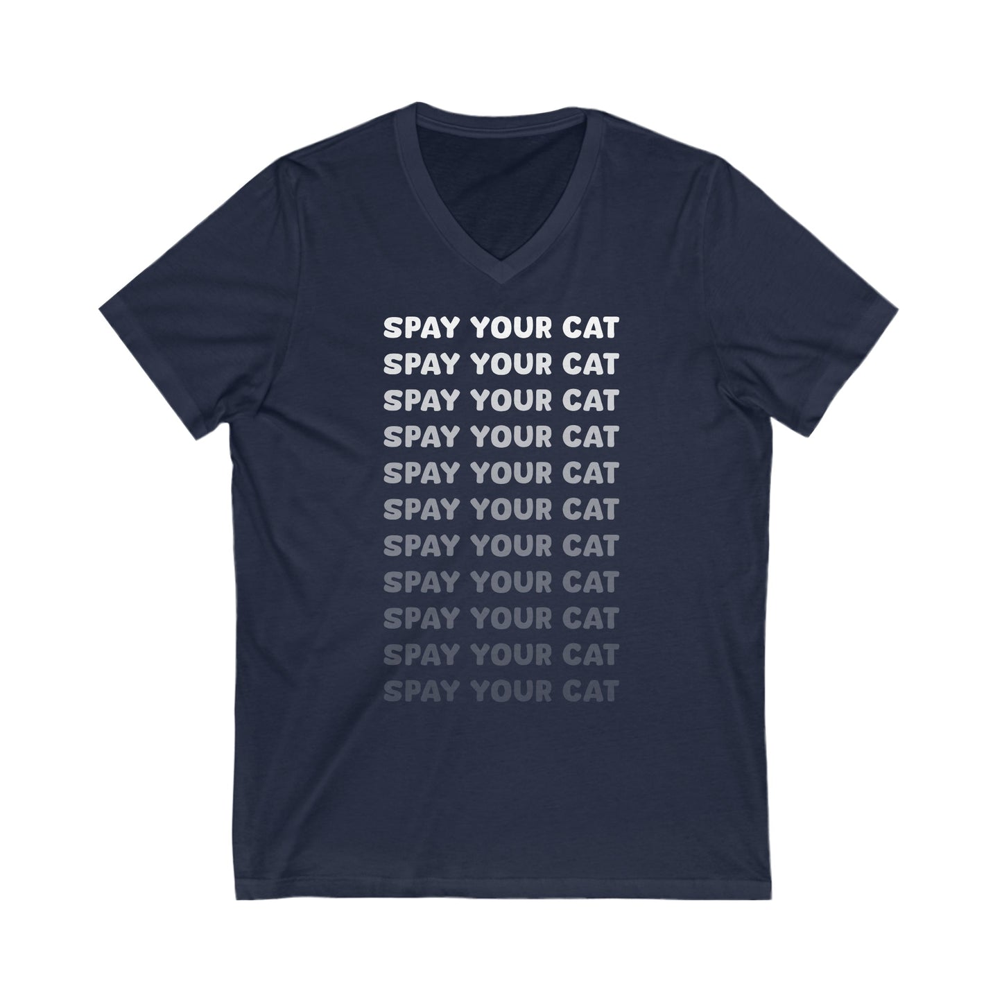 Spay Your Cat | Echo Text | Unisex V-Neck Tee - Detezi Designs-30397283896134507094