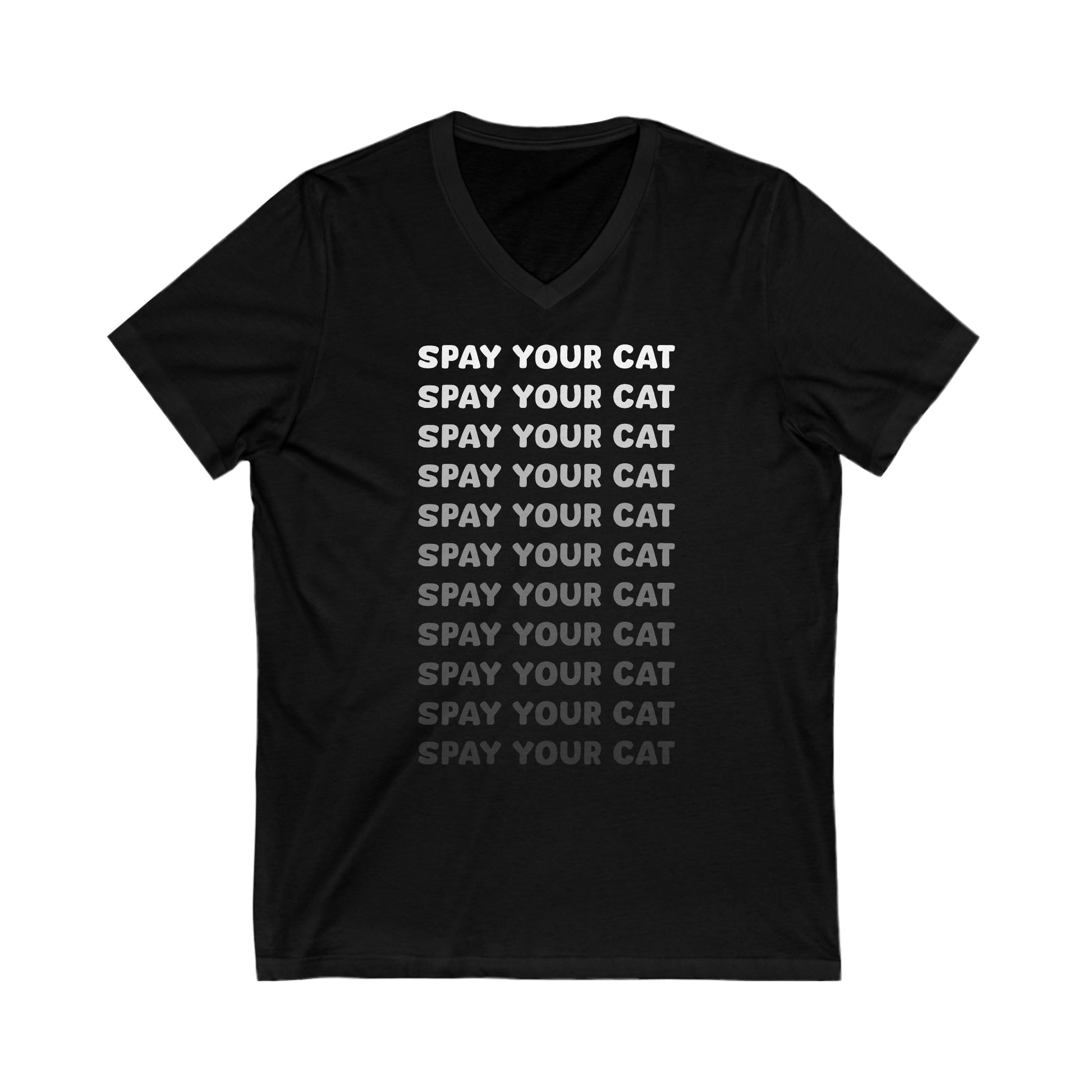 Spay Your Cat | Echo Text | Unisex V-Neck Tee - Detezi Designs-33647525745587490631