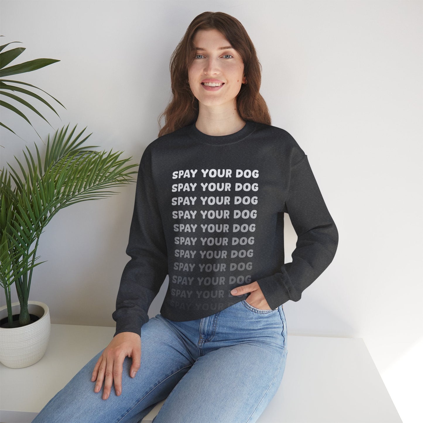 Spay Your Dog | Echo Text | Crewneck Sweatshirt - Detezi Designs-23007976559166795152